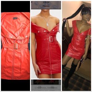 Red Faux Leather Mini Dress 💋